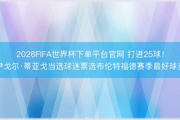 2026FIFA世界杯下单平台官网 打进25球！伊戈尔·蒂亚戈当选球迷票选布伦特福德赛季最好球员