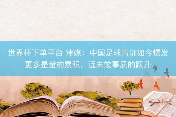 世界杯下单平台 津媒：中国足球青训如今爆发更多是量的累积，远未竣事质的跃升