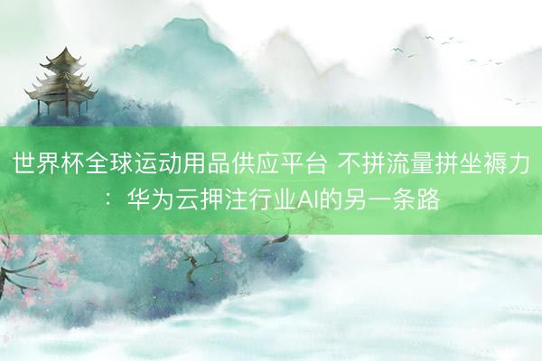 世界杯全球运动用品供应平台 不拼流量拼坐褥力：华为云押注行业AI的另一条路