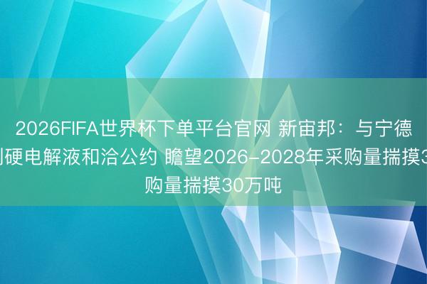 2026FIFA世界杯下单平台官网 新宙邦：与宁德期间刚硬电解液和洽公约 瞻望2026-2028年采购量揣摸30万吨