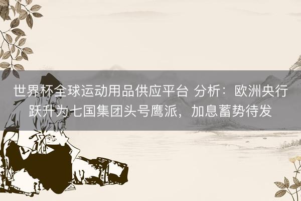 世界杯全球运动用品供应平台 分析：欧洲央行跃升为七国集团头号鹰派，加息蓄势待发
