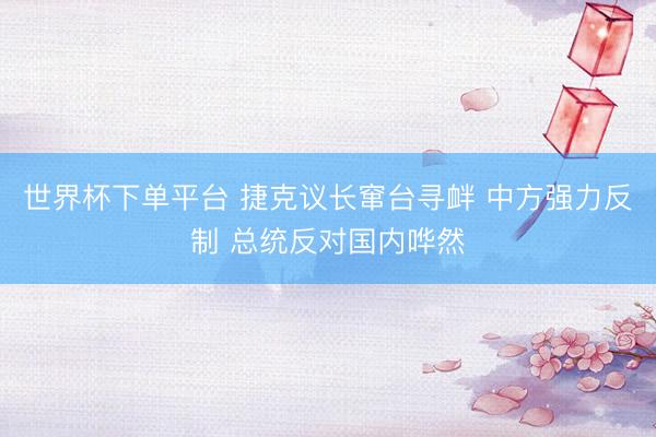 世界杯下单平台 捷克议长窜台寻衅 中方强力反制 总统反对国内哗然
