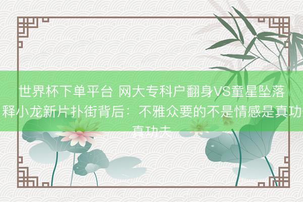 世界杯下单平台 网大专科户翻身VS童星坠落！释小龙新片扑街背后：不雅众要的不是情感是真功夫