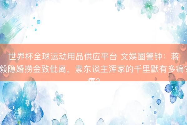 世界杯全球运动用品供应平台 文娱圈警钟:蒋毅隐婚捞金致仳离,素东谈主浑家的千里默有多痛?