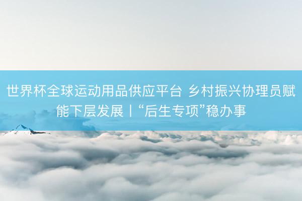 世界杯全球运动用品供应平台 乡村振兴协理员赋能下层发展丨“后生专项”稳办事