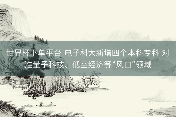 世界杯下单平台 电子科大新增四个本科专科 对准量子科技、低空经济等“风口”领域