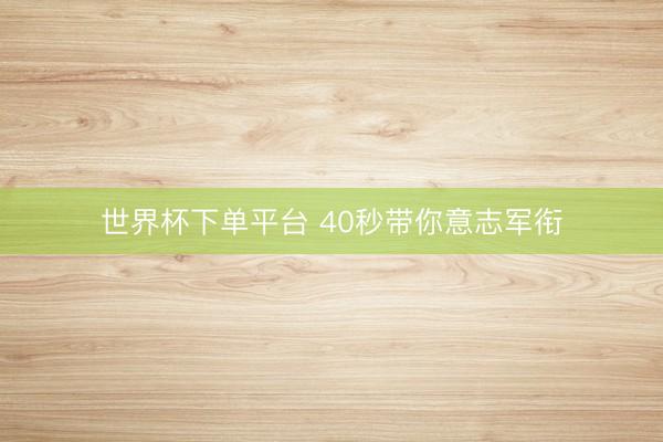 世界杯下单平台 40秒带你意志军衔