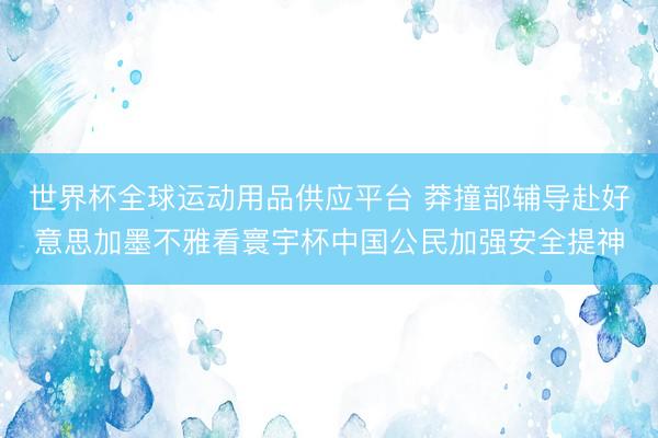 世界杯全球运动用品供应平台 莽撞部辅导赴好意思加墨不雅看寰宇杯中国公民加强安全提神