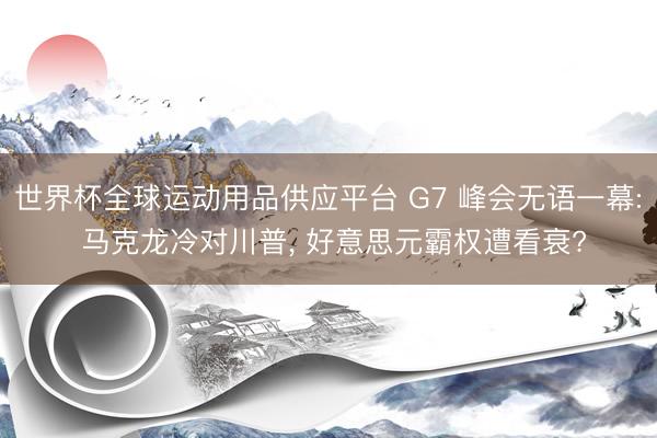 世界杯全球运动用品供应平台 G7 峰会无语一幕: 马克龙冷对川普， 好意思元霸权遭看衰?